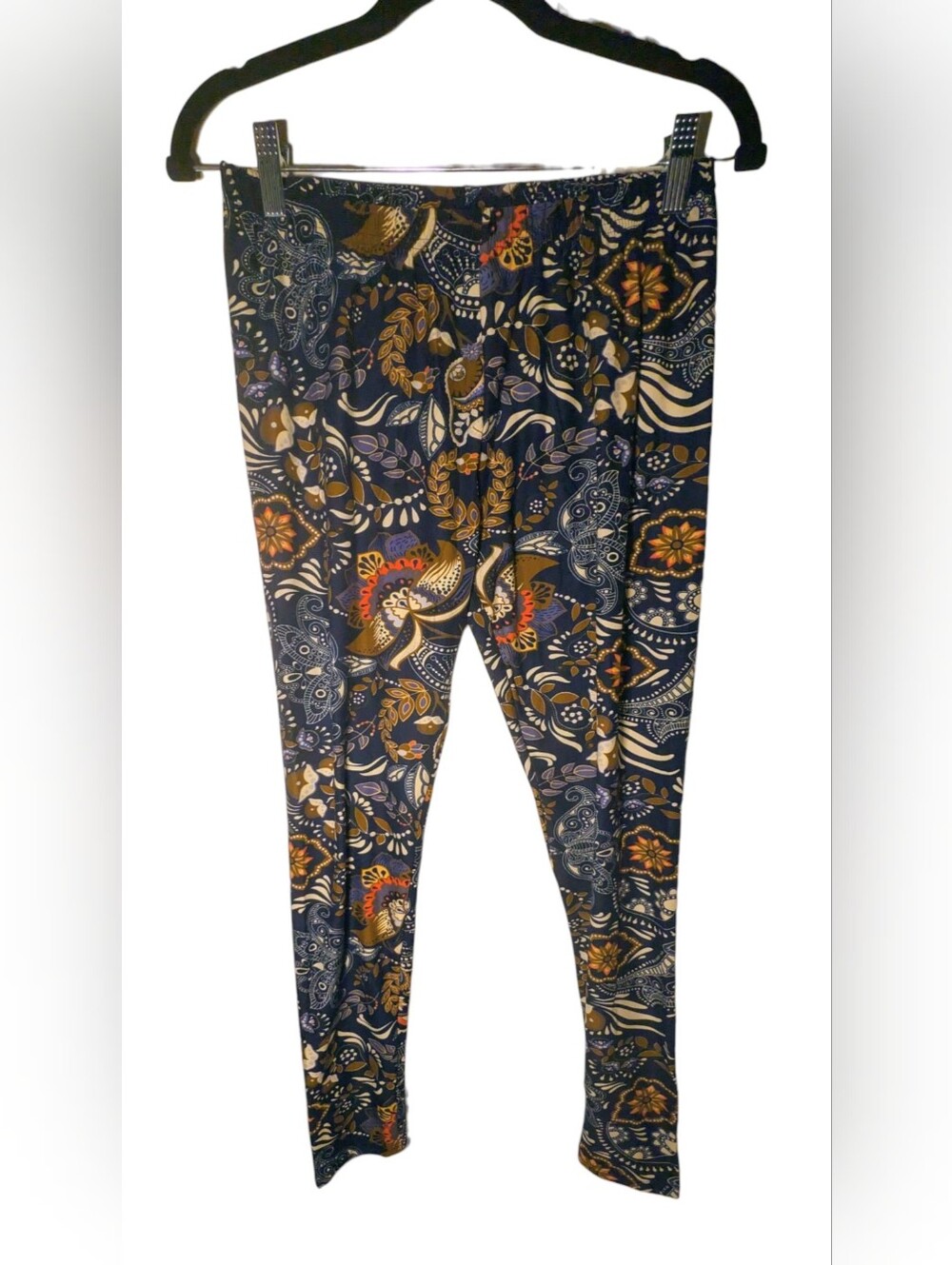NorthStyle Blue Paisley Floral Knit Leggings Medium NWOT